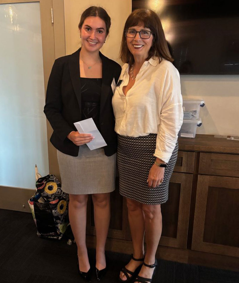 WEDLI VP Yolanda Robano-Gross, scholarship winner Rachel Halpert