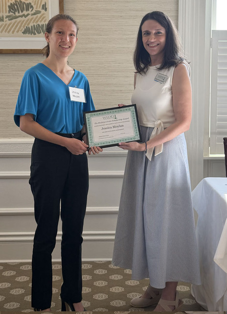 Scholarship winner Jessica Moylan with WEDLI board member Lauren Kanter-Lawrence.
